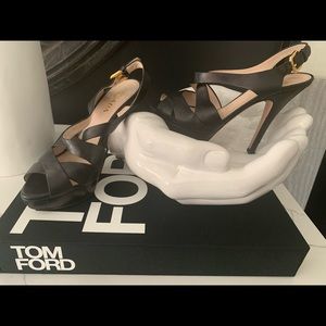 Luxury -Prada Black leather Crossover Heels
